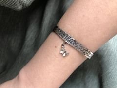 Kelebekli Gümüş Kelepçe Bileklik