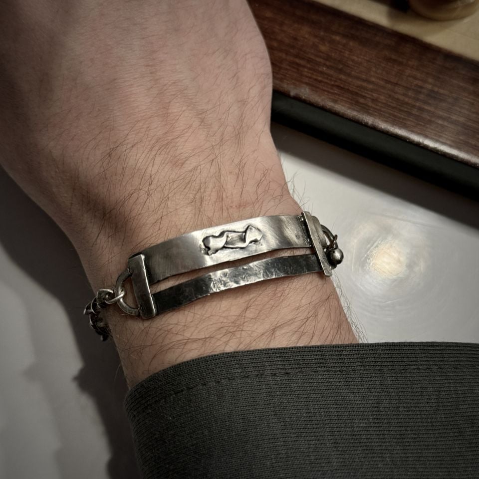 El Yapımı Burgu Zincirli Plaka Erkek Bileklik