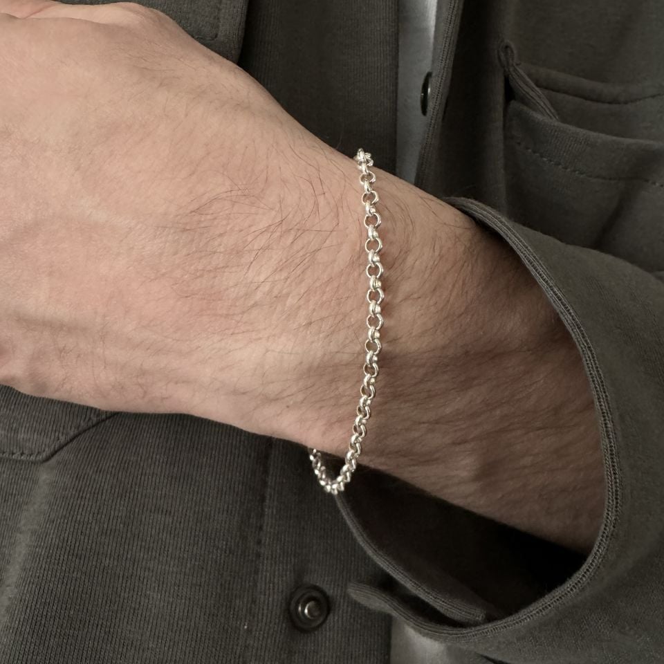 925 ayar Yuvarlak Model Unisex Zincir Bileklik